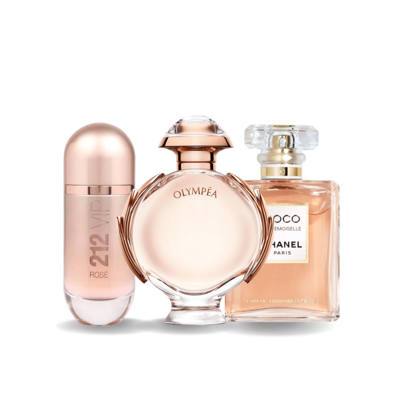 Combo di 3 Profumi Carolina Herrera 212 VIP ROSÉ, Paco Rabanne OLYMPÉA e Chanel COCO MADEMOISELLE