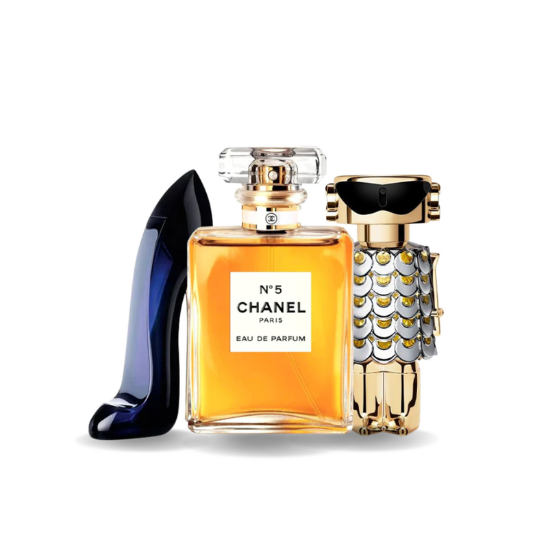 Combo di 3 Profumi Carolina Herrera GOOD GIRL, Chanel Nº5 e Paco Rabanne FAME