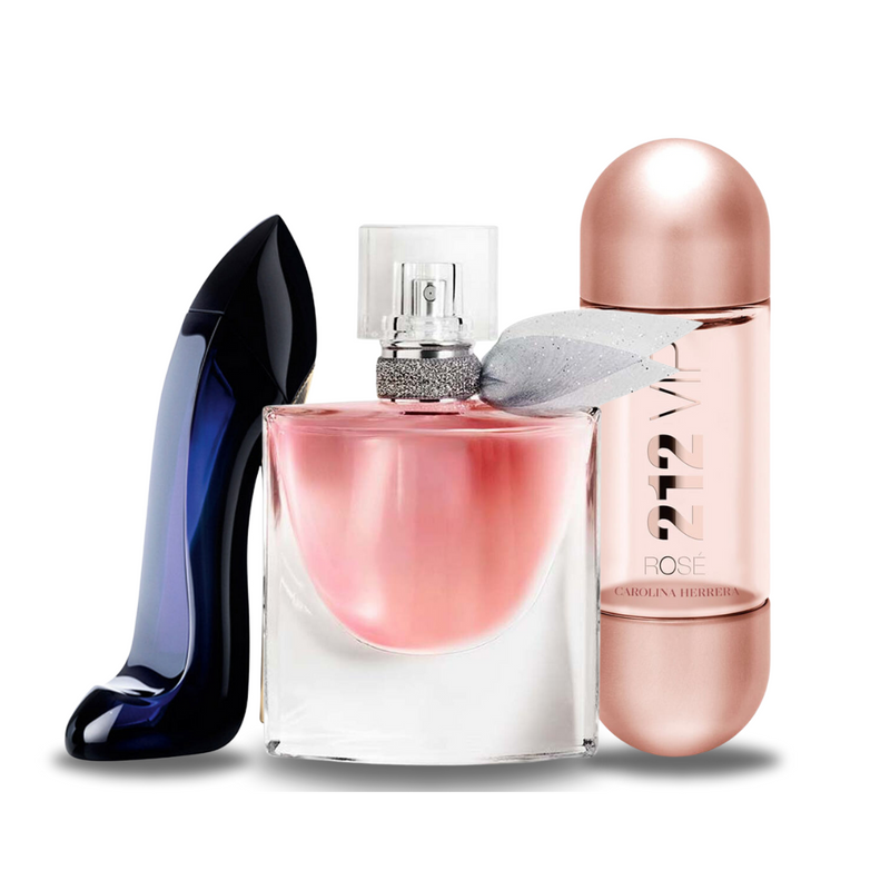 Combo di 3 Profumi Carolina Herrera GOOD GIRL, Lancôme LA VIE EST BELLE e Carolina Herrera 212 VIP ROSÉ 100ml